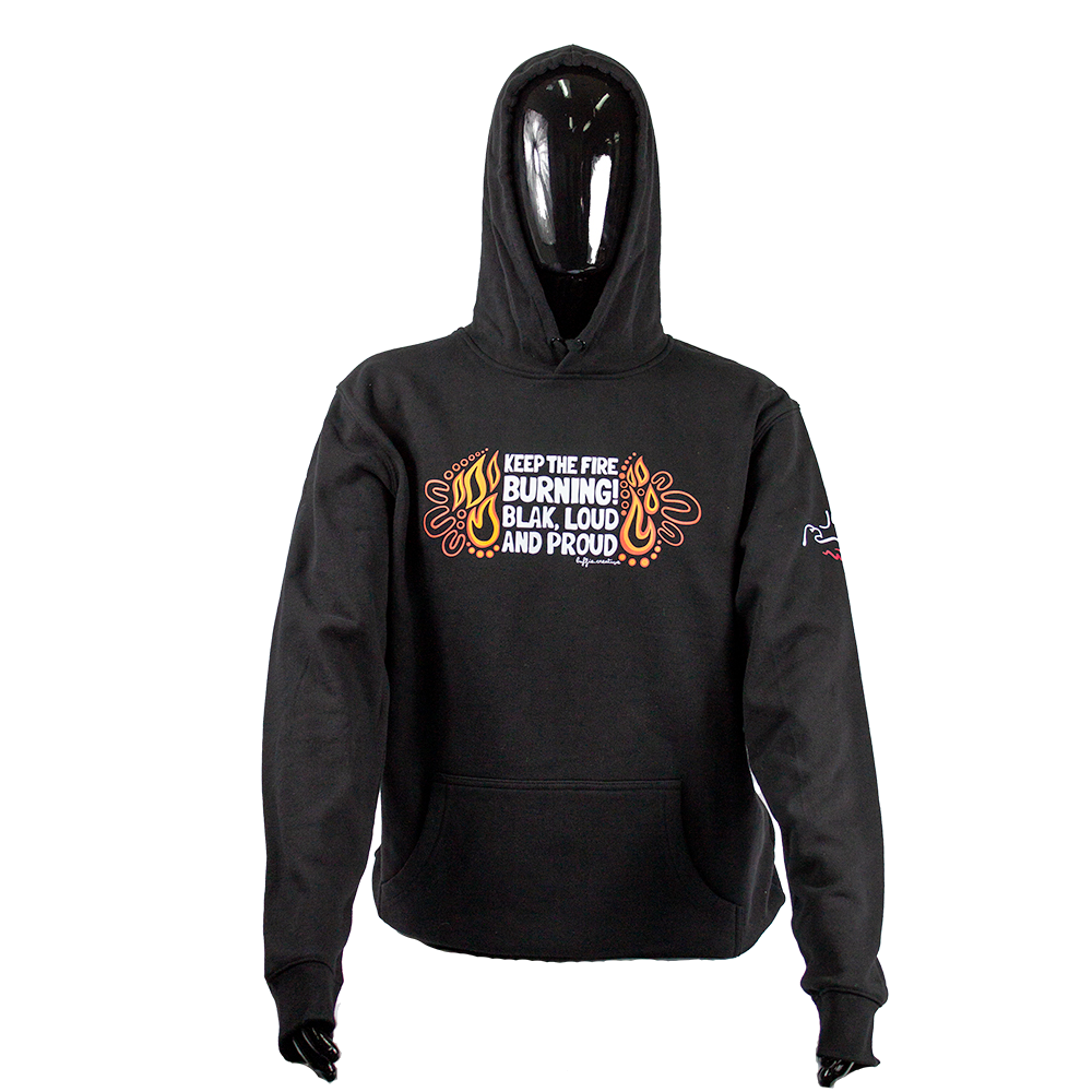 Keep the Fire Burning! NAIDOC 2024 Black Organic Cotton Unisex Hoodie