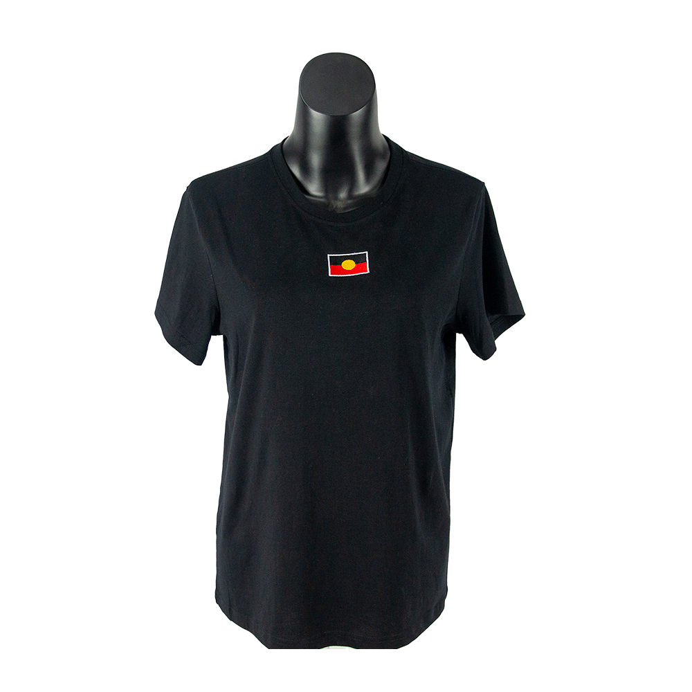 (Pre-Order) Embroidered Aboriginal Flag Unisex Adults 100% Organic Cotton Tee